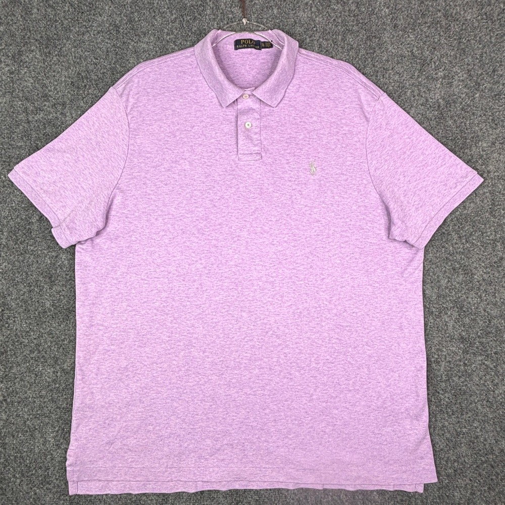 Polo Ralph Lauren Mens XL Purple Heather Short Sleeve Jersey Polo Shirt Lavender